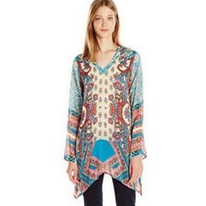 Johnny Was Vellamo Long Sleeve Floral Tunic Dress Coverup EUC sz M